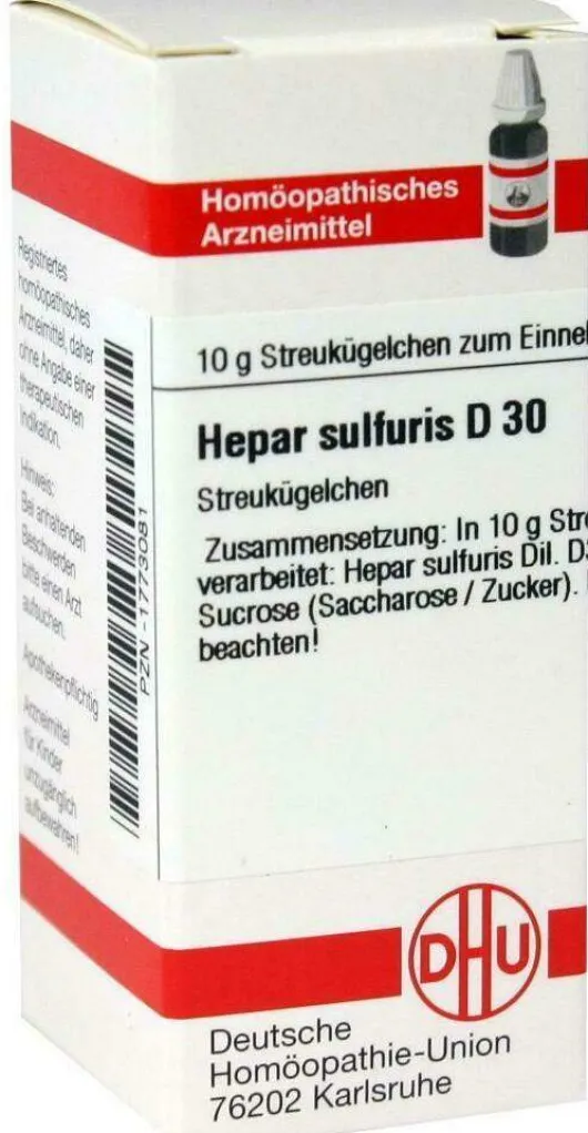 Hepar Sulfuris D30 Dhu 10 G Globuli