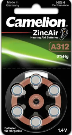 Hörgeräte Batterie Zincair A312 Camelion