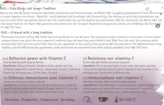 H&S Abwehrkraft Mit Vitamin C Filterbeutel 20 X 1,8 G