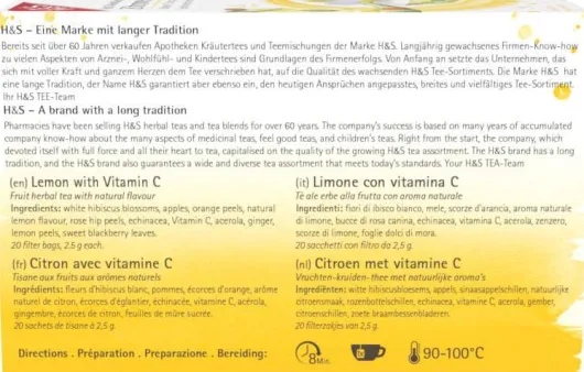 H&S Zitrone Mit Vitamin C Filterbeutel
