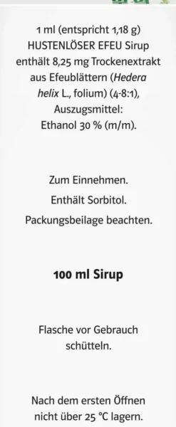 Hustenlöser Efeu 8,25 mg Je ml 100 ml Sirup