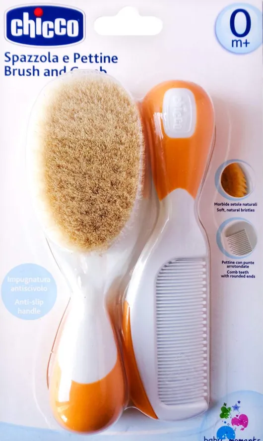 Kamm & Bürste Mit Naturborsten Orange Chicco