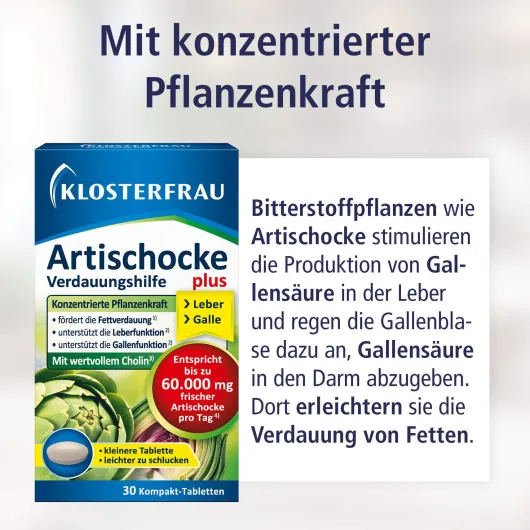 Klosterfrau Artischocke Plus Choli Verdauungshilfe 30 Tabletten