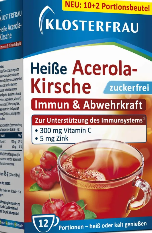 Klosterfrau Heiße Acerola-Kirsche Zuckerfrei 12 Beutel