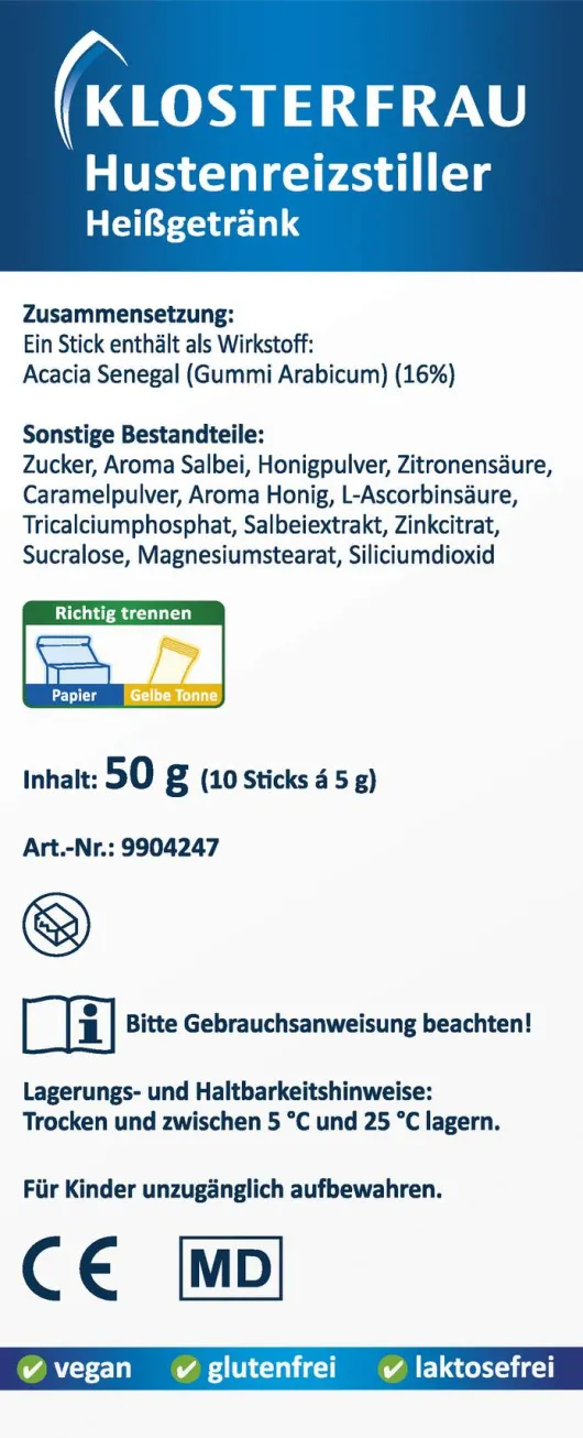 Klosterfrau Hustenreiz-Stiller Heißgetränk 10 Sticks a 5 g