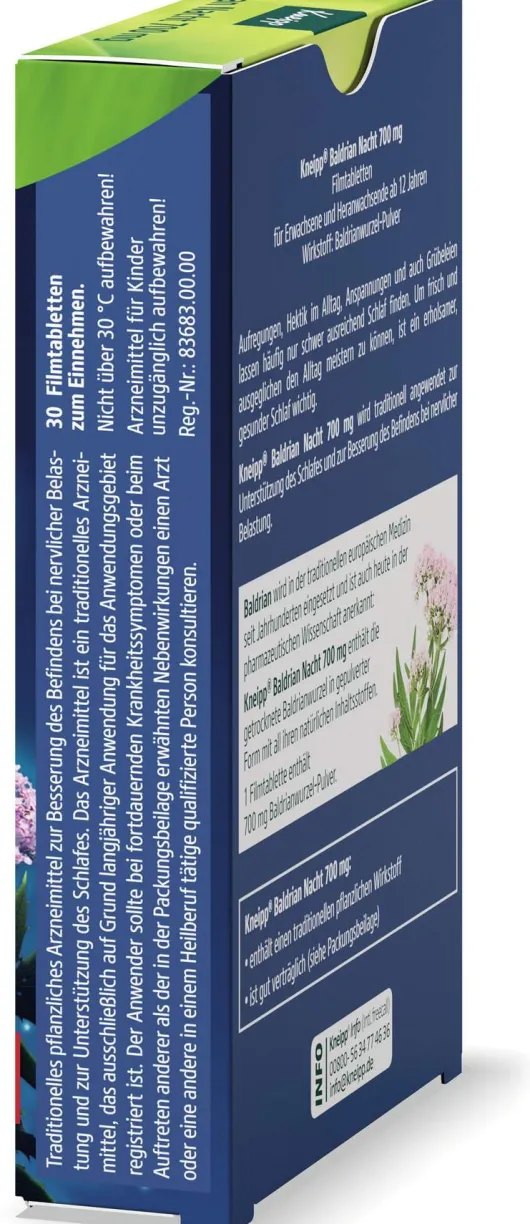 Kneipp Baldrian Nacht 700 mg 30 Filmtabletten