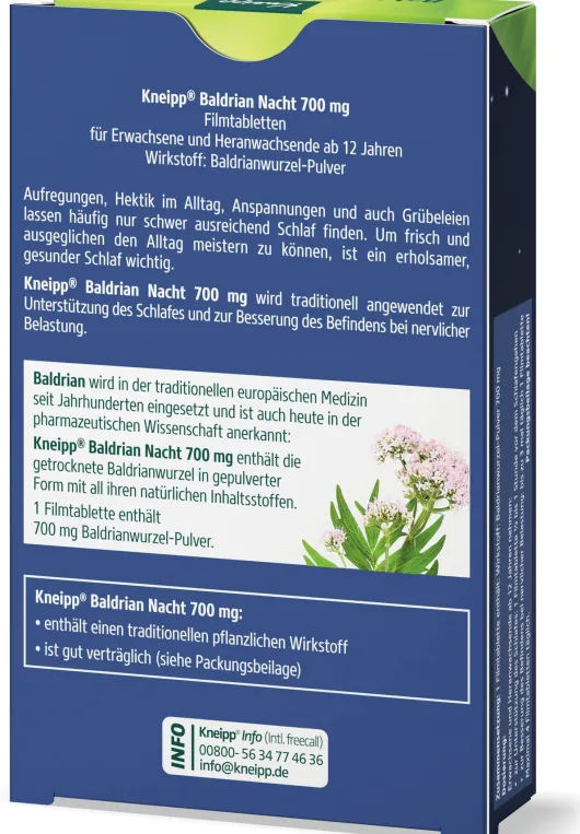 Kneipp Baldrian Nacht 700 mg 30 Filmtabletten
