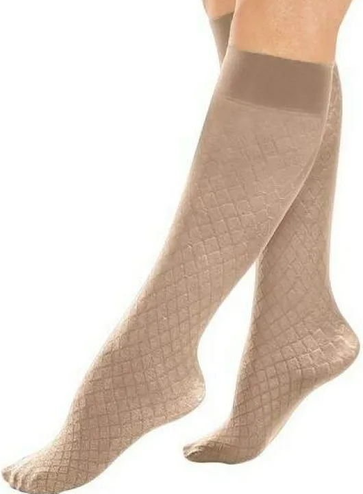 Kompressions Kniestrümpfe, beige, verschiedene Strukturen, Gr.37-41, 3 Paar