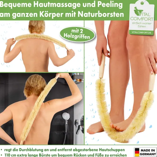 Körperbürste extra lang mit Naturborsten und Holzgriff 1 Stück