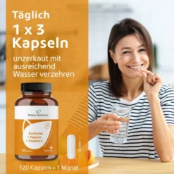 Kurkuma 95 % + Curcumin + Piperin + Vitamin C Vegan 120 Kapseln