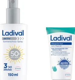Ladival Aktiv Sonnenschutz-Spray LSF 50+ 150 ml + gratis allergische Haut Apres Pflege-Gel 50 ml