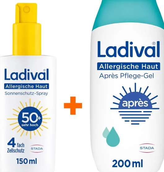 Ladival allergische Haut Sonnenschutz-Spray LSF 50+ 150 ml + allergische Haut Apres Pflege Gel 200 ml