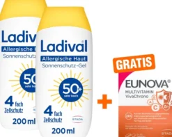 Ladival allergische Haut Sonnenschutz-Gel LSF 50+ 2 x 200 ml + gratis Eunova VivaChrono 2 x 10 Tabletten