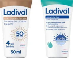 Ladival Anti-Pigmentflecken Sonnenschutz-Creme Gesicht LSF 50+ 50 ml + gratis allergische Haut Apres Pflege Gel 50 ml
