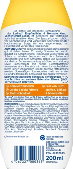 Ladival empfindliche & normale Haut Sonnenschutz-Lotion LSF 50+ 200 ml