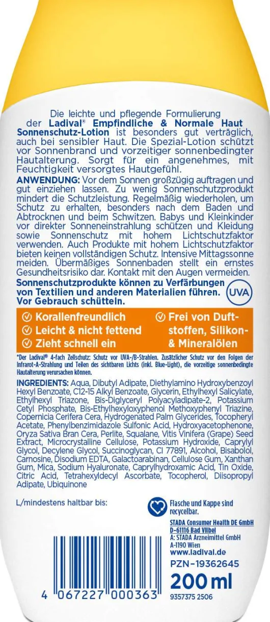 Ladival empfindliche & normale Haut Sonnenschutz-Lotion LSF 50+ 200 ml