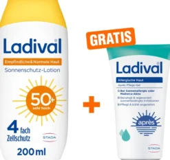 Ladival empfindliche & normale Haut Sonnenschutz-Lotion LSF 50+ 200 ml + gratis allergische Haut Apres Pflege Gel 50 ml