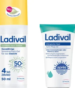 Ladival Gerötete Haut Sonnenschutz-Gel getönt LSF 50+ 50 ml + gratis Ladival allergische Haut Apres Pflege-Gel 50 ml