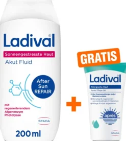 Ladival sonnengestresste Haut Akut Fluid 200 ml + gratis Ladival allergische Haut Apres Pflege-Gel 50 ml