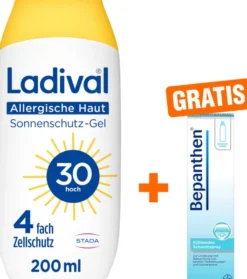 Ladival Sonnenschutz Gel Allergische Haut LSF 30 200 ml Gel + Bepanthen 75 ml kühlendes Schaumspray
