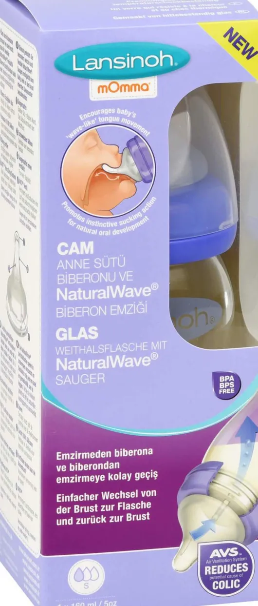 Lansinoh Glas Weithalsflasche 160 ml Mit Sauger