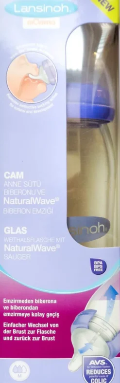 Lansinoh Glas Weithalsflasche 240 ml Mit Sauger M 1 Stück