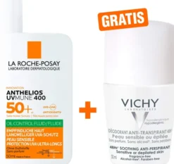 La Roche Posay Anthelios Oil Control Fluid UV Mune 400 LSF 50+ 50 ml + gratis Vichy Deo Roll-on Anti Flecken 48h 50 ml