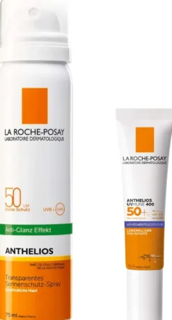 La Roche Posay Anthelios transparentes Gesichtsspray LSF50 75 ml + gratis La Roche Posay Anthelios Anti-Pigment 15 ml