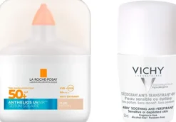 La Roche Posay Anthelios UV Air Serum LSF 50+ Getönt hell 50 ml + gratis Vichy Deo Roll-on Anti Flecken 48h 50 ml