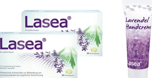 Lasea 2 x 56 Weichkapseln + gratis Lasea Lavendel Handcreme