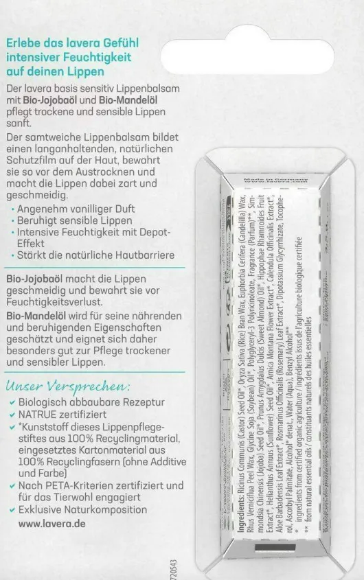Lavera Basis Sensitiv Lippenbalsam 4,5 Gramm