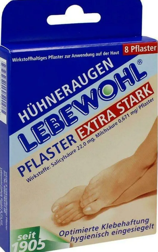 Lebewohl 8 Hühneraugenpflaster Extra Stark Eingesiegelt