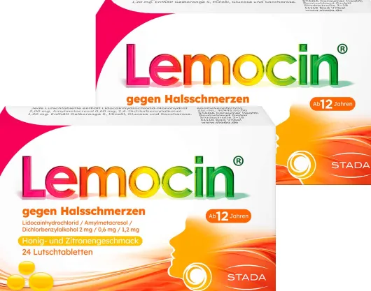 Lemocin gegen Halsschmerzen mit Honig-Zitronengeschmack 2 x 24 Lutschtabletten