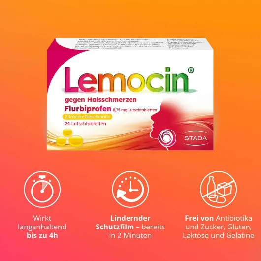 Lemocin gegen Halsschmerzen Flurbiprofen 8,75 mg Lutschtabletten