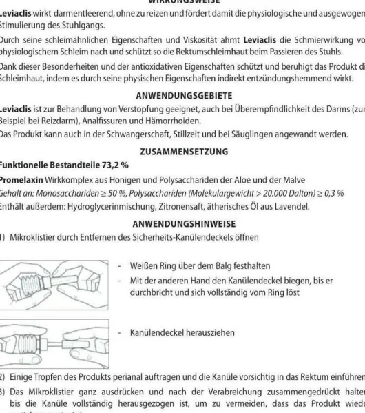 Leviaclis Erwachsene Klistiere bei Verstopfung 60 G