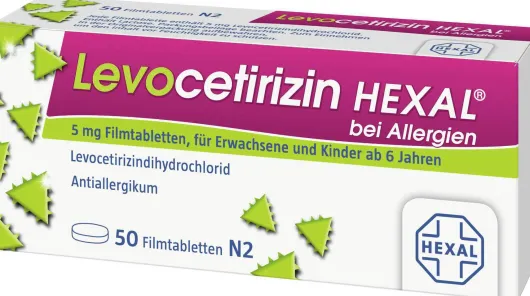 Levocetirizin Hexal bei Allergien 5 mg 50 Filmtabletten