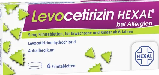 Levocetirizin Hexal bei Allergien 5 mg 6 Filmtabletten