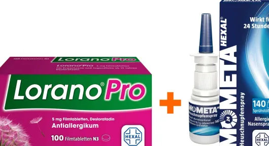 Lorano Pro 5 mg 100 Filmtabletten + Mometahexal Heuschnupfenspray 18 g