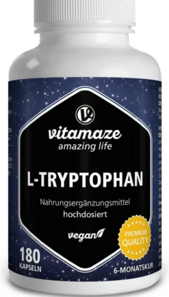 L-Tryptophan 500 mg Hochdosiert Vegan 180 Kapseln