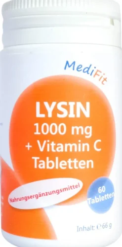 Lysin 1.000 mg + Vitamin C Tabletten Medifit 60 Stück