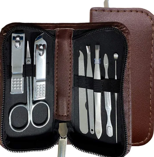Manikür Set 9-tlg. mit Etui Braun