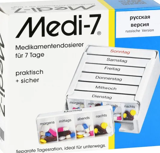 Medi 7 Medikamentendosierer Für 7 Tage Weiß Mit Russischer...
