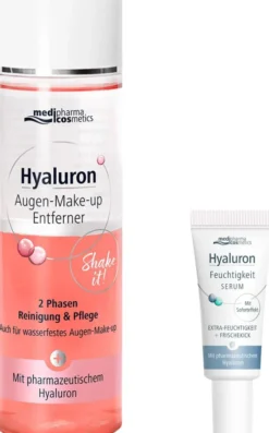 medipharma cosmetics Hyaluron Augen-Make-up Entferner 200 ml + gratis Hyaluron Feuchtigkeit Serum 5 ml