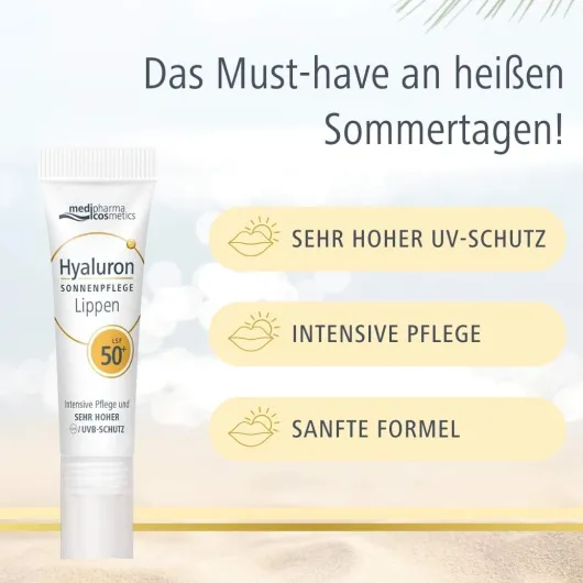 medipharma cosmetics Hyaluron Sonnenpflege Lippen LSF 50+ 7 ml Balsam