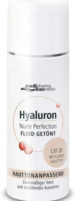 medipharma cosmetics Hyaluron Nude Perfection Fluid getönt mittlerer Hauttyp LSF20 50 ml