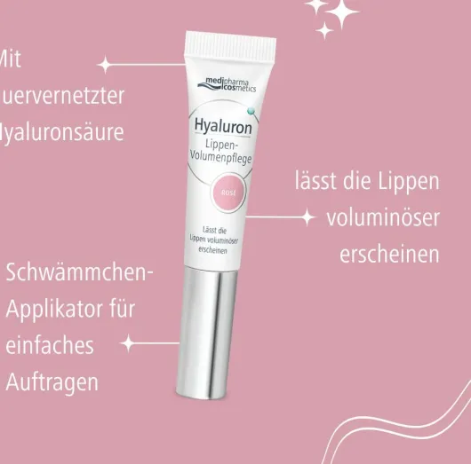 medipharma cosmetics Hyaluron Lippen-Volumenpflege Balsam Rose 7 ml