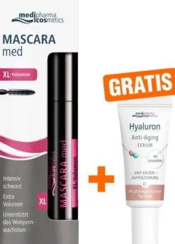 medipharma cosmetics Mascara Med XL-Volumen 6 ml + gratis Hyaluron Anti - Aging Serum 5 ml