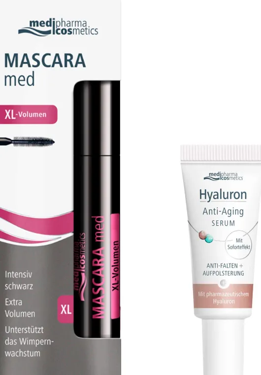 medipharma cosmetics Mascara Med XL-Volumen 6 ml + gratis Hyaluron Anti - Aging Serum 5 ml