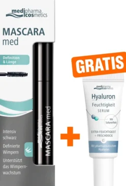 medipharma cosmetics Mascara med Definition & Länge 5 ml + gratis Hyaluron Feuchtigkeit Serum 5 ml