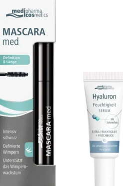 medipharma cosmetics Mascara med Definition & Länge 5 ml + gratis Hyaluron Feuchtigkeit Serum 5 ml